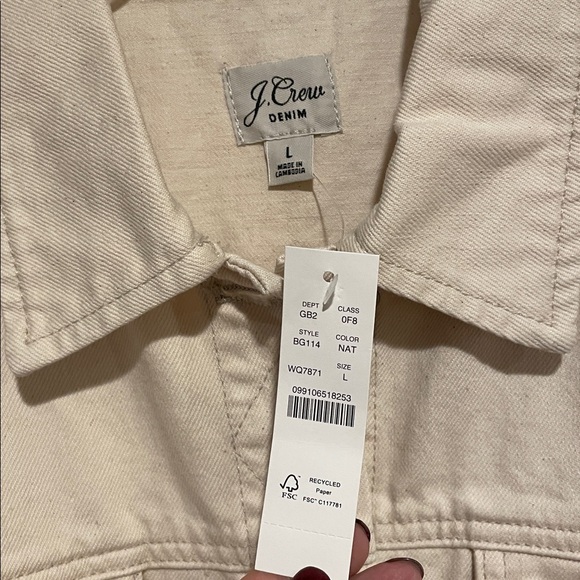J. Crew Relaxed Denim Jacket Ecru Size L - Picture 7 of 10
